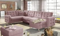 Kampinė sofa Asgard U Soro 61, Zigzag 60, rožinė sp., 202 x 326 cm x 93 cm