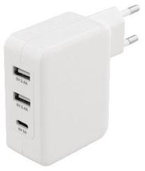 Telefono įkroviklis Sweex, USB Type C/USB/AC/DC, balta sp.
