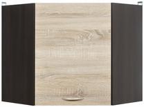 Kampinė pakabinama virtuvės spintelė Junona, sonoma ąžuolo sp./wenge sp., 60 cm x 60 cm x 57.3 cm
