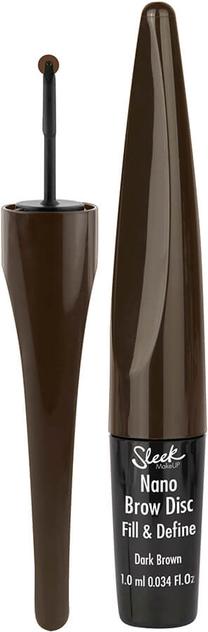 Карандаш для бровей Sleek MakeUP Nano Brow Disc Fill & Define, 1 мл, коричневый цв. dark brown