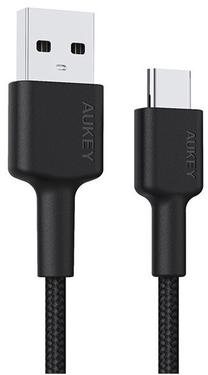 Kabelis Aukey CB-CA2, 2 x USB Type C, 200 cm, melna krās.