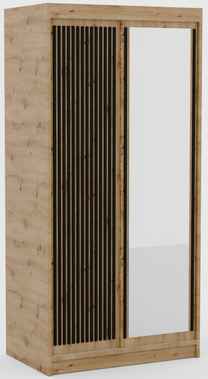 Spinta ADRK Delia, juoda sp./rusva sp., 100 cm x 60 cm x 205 cm, su veidrodžiu