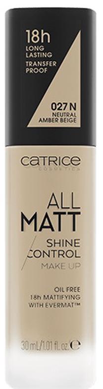 Skystas makiažo pagrindas Catrice All Matt Shine Control Make Up, 027 n neutral amber beige, 30 ml