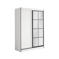 Spinta ADRK Osgar, balta sp./juoda sp., 150 cm x 65 cm x 206 cm, su veidrodžiu