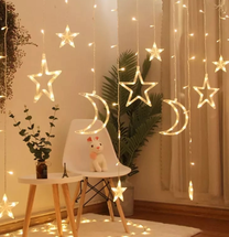 LED lempučių užuolaida RoGer Stars 138 Led, 2.5 m, šiltai balta sp., 138 LED