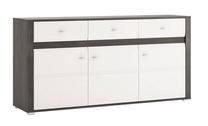 Komoda MN Sevilla TYP 40, balta sp./juoda sp., 87 cm x 42 cm x 177 cm