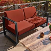 Lauko suoliukas Kalune Design Solaris 679HVN2220, juoda sp./raudona sp., 70 cm x 151 cm x 66 cm