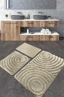 Vonios kilimėlių rinkinys Foutastic Wave 359CHL3253, pilka sp./smėlio sp., 100 cm x 60 cm