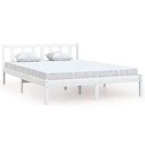 Lova pusantros vietos VLX Solid Pinewood, 120 x 200 cm, balta sp., be čiužinio, su grotelėmis