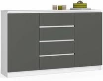 Komoda Akord K160 2D 4SZ CLP, balta sp./pilka sp., 99 cm x 40 cm x 160.4 cm