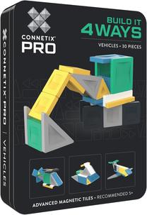 Magnētiskais konstruktors Connetix Pro Build It 4 Ways Vehicles CP-T-00030-VE, 30 gab., daudzkrāsaina
