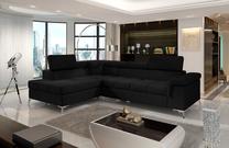Kampinė sofa Eridano Kronos 07, juoda sp., kairinė, 275 x 202 cm x 90 cm