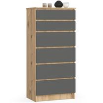 Komoda Akord K60, ąžuolo sp./pilka sp., 130 cm x 40 cm x 60 cm