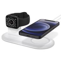 Belaidis įkroviklis Spigen MagFit DUO, balta sp.