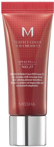 BB kremas Missha Perfect Cover EX, SPF 42, 27 honey beige, 20 ml