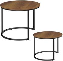 Kavos staliukas Lean 26598, ruda sp./juoda sp., 45.5 - 70.5 cm x 70.5 cm x 44 - 50 cm, 2 vnt.