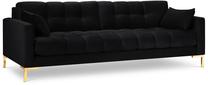 Sofa Micadoni Home Mamaia Velvet, juoda sp., 177 x 92 cm x 75 cm
