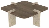 Журнальный столик Kalune Design Poalla, ореховый цв./travertine цв., 90 см x 90 см x 35 см