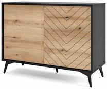 Komoda Piaski Diamond K104, ąžuolo sp./juoda sp., 77 cm x 39 cm x 104 cm