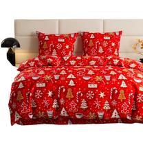 Kalėdinis patalynės užvalkalų komplektas PGJ-22, balta/raudona/smėlio, 160 x 200 cm