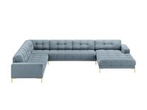Kampinė sofa Micadoni Mamaia Velvet, šviesiai mėlyna sp., kairinė, 327 x 256 cm x 75 cm