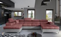 Kampinė sofa Eduardo Monolith 63, Monolith 84, rožinė sp./pilka sp., kairinė, 202 x 345 cm x 90 cm