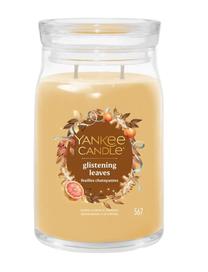 Svece, aromātiskā Yankee Candle Signature glistening leaves, 65 - 80 h, 567 g, dzeltena krās.