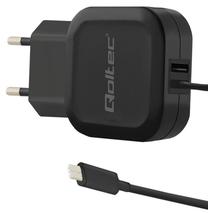 Telefona lādētājs Qoltec, USB Type C/USB 2.0 Type A/USB Type-C male, melna krās., 17 W