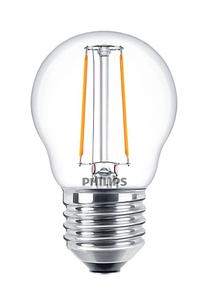 Lemputė Philips Filamentinė LED, P45, 2700 °K, E27, 2 W, 250 lm
