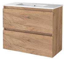 Vonios spintelė su praustuvu Sanibell Basicline, whiskey oak sp., 39.5 cm x 81 cm x 67 cm