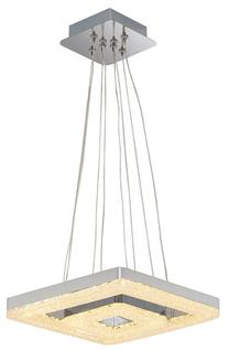 Valgusti rippuv Opviq L1735, LED, 3000 °K, 2 x 16 W, läbipaistev v. / kroom v., 24 x 24 cm