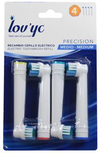 Elektrinio dantų šepetėlio galvutė Lov'yc Precision Medium, balta sp., 4 vnt.