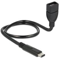 Vads Delock USB 2.0 C male, USB 2.0 A female, 0.5 m, melna krās.