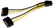 Кабель StarTech SATPCIEXADAP 9526899 SATA 15 pin male x 2, PCI Express 6-pin, 0.015 м, черный цв./желтый цв.