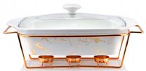 Marmiit Cookini By Mondex Elegant Kitchen, 2400 ml, 33 cm x 20 cm x 7 cm, kuldne v./valge v., klaas/keraamiline/metall