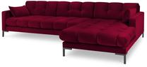 Kampinė sofa Micadoni Home Mamaia Velvet, raudona sp., dešininė, 293 x 185 cm x 75 cm