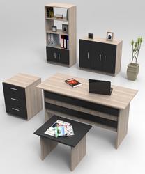 Biuro baldų komplektas Kalune Design VO14 OB, ąžuolo sp./juoda sp., 37.6 cm x 140 cm x 63.6 cm
