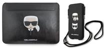 Nešiojamų kompiuterių krepšys Karl Lagerfeld Leather Sleeve Case for MacBook Air/Pro + K&C Head Saffiano PU Pouch S/M, juoda sp., 13"