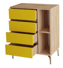 Komoda Kalune Design Yumi 811MDD4129, ąžuolo sp./geltona sp., 86 cm x 40 cm x 70 cm
