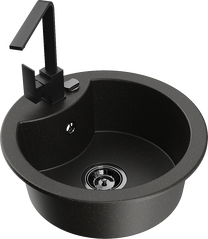 Кухонная мойка Mexen Diego 6512-75-670300-70-B, гранит, 48.8 см x 48.8 см x 16.7 см, золотой цв./черный цв.