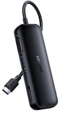Adapteris Ugreen Multifunction Adapter 60568 USB Type-C, VGA / DisplayPort 1.2 / HDMI 2.0, 0.015 m, juoda sp.