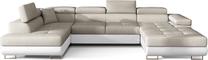 Kampinė sofa Rodrigo Dora 21, Soft 17, balta sp./smėlio sp., kairinė, 202 x 345 cm x 90 cm