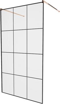 Dušo sienelė Mexen Kioto Walk-In, 100 cm x 200 cm, juoda sp./rausvojo aukso sp./grūdintas