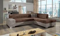 Kampinė sofa Porto Dora 26, Dora 22, šviesiai ruda sp./tamsiai ruda sp., dešininė, 217 x 278 cm x 74 cm