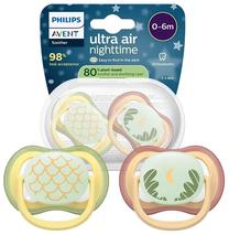 Набор пустышек Philips Avent Ultra Air Night Neutral, 0 мес., желтый цв./зеленый цв./розовый цв.