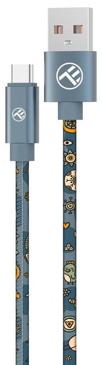 Kabelis Tellur Graffiti, USB Type C/USB, 100 cm, mėlyna sp.