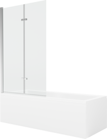 Vonia, su sienele su sienele, laisvai pastatoma Mexen Cubik, 170 cm x 70 cm x 40 cm, stačiakampis, balta sp./chromo sp.