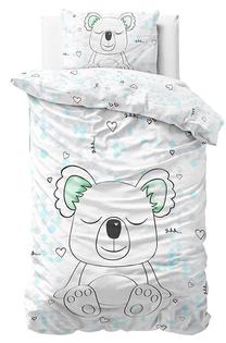 Patalynės užvalkalų komplektas Douceur Sleepy Koala, mėlyna sp./balta sp., 60 x 70 cm, 140 x 200 cm