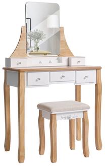 Kosmetinis staliukas Songmics Vasagle, baltas, 80 cm x 40 cm x 137.5 cm, su veidrodžiu