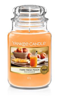 Žvakė, aromatinė Yankee Candle Large Jar Farm Fresh Peach, 110 - 150 h, oranžinė sp.